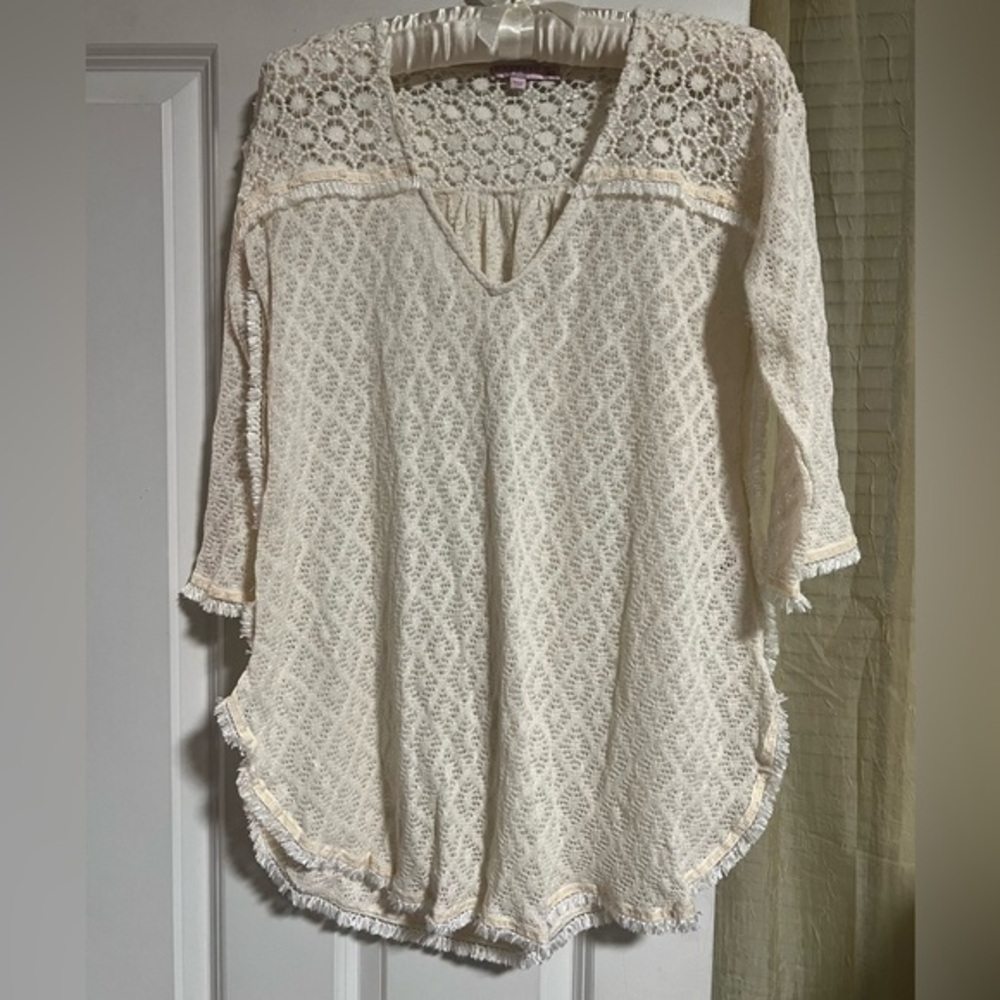 Calypso St. Barth Cream Lace Blouse